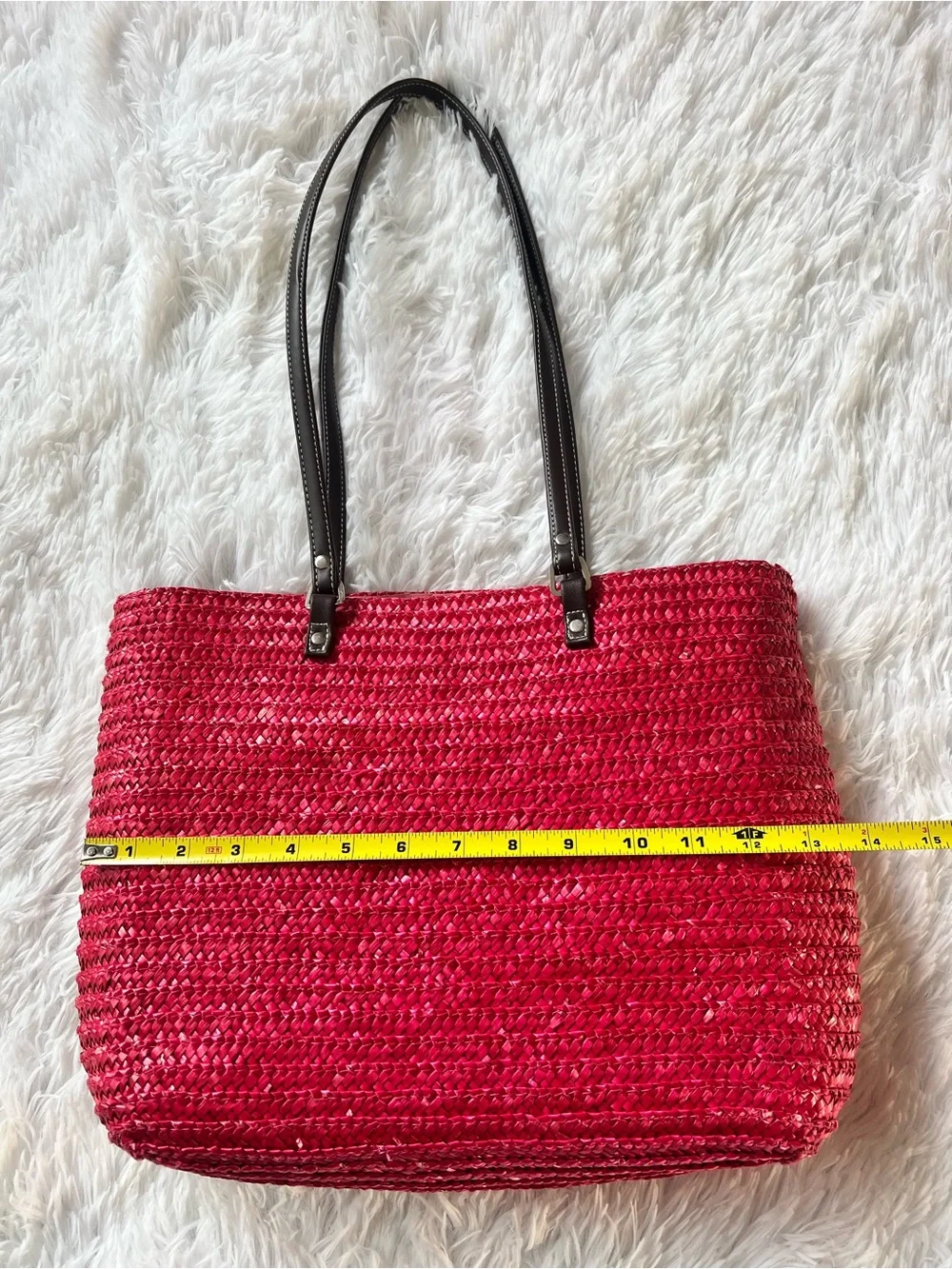 Pink Woven Tote Bag